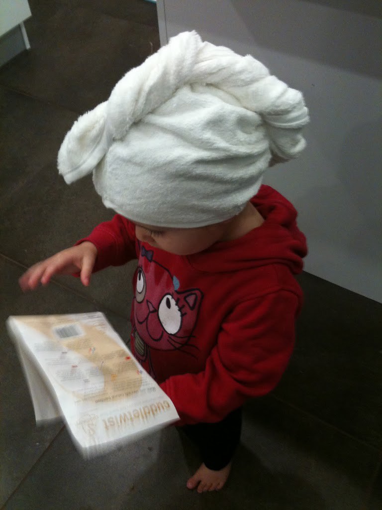children's turban hair towels - side view