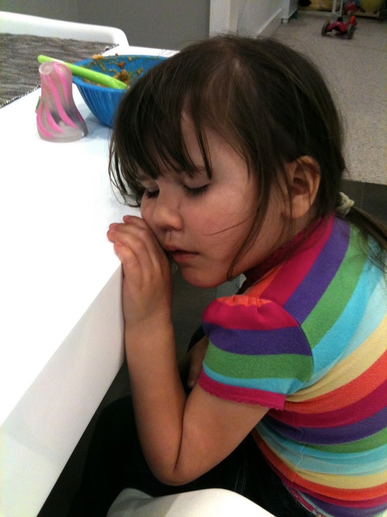 Silent Sunday Big Sis asleep on the table