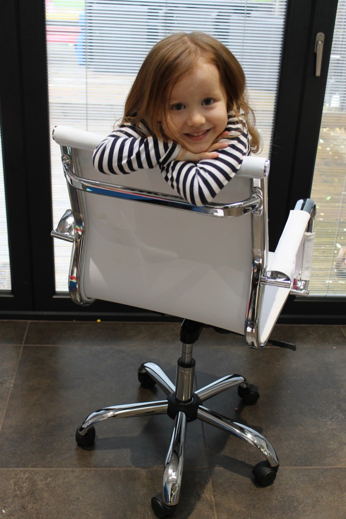 affordable designer office chairs - lil sis on chair
