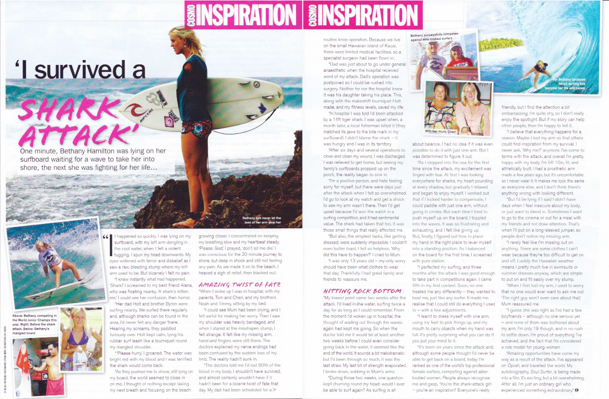 “I Survived A Shark Attack” – Cosmo magazine