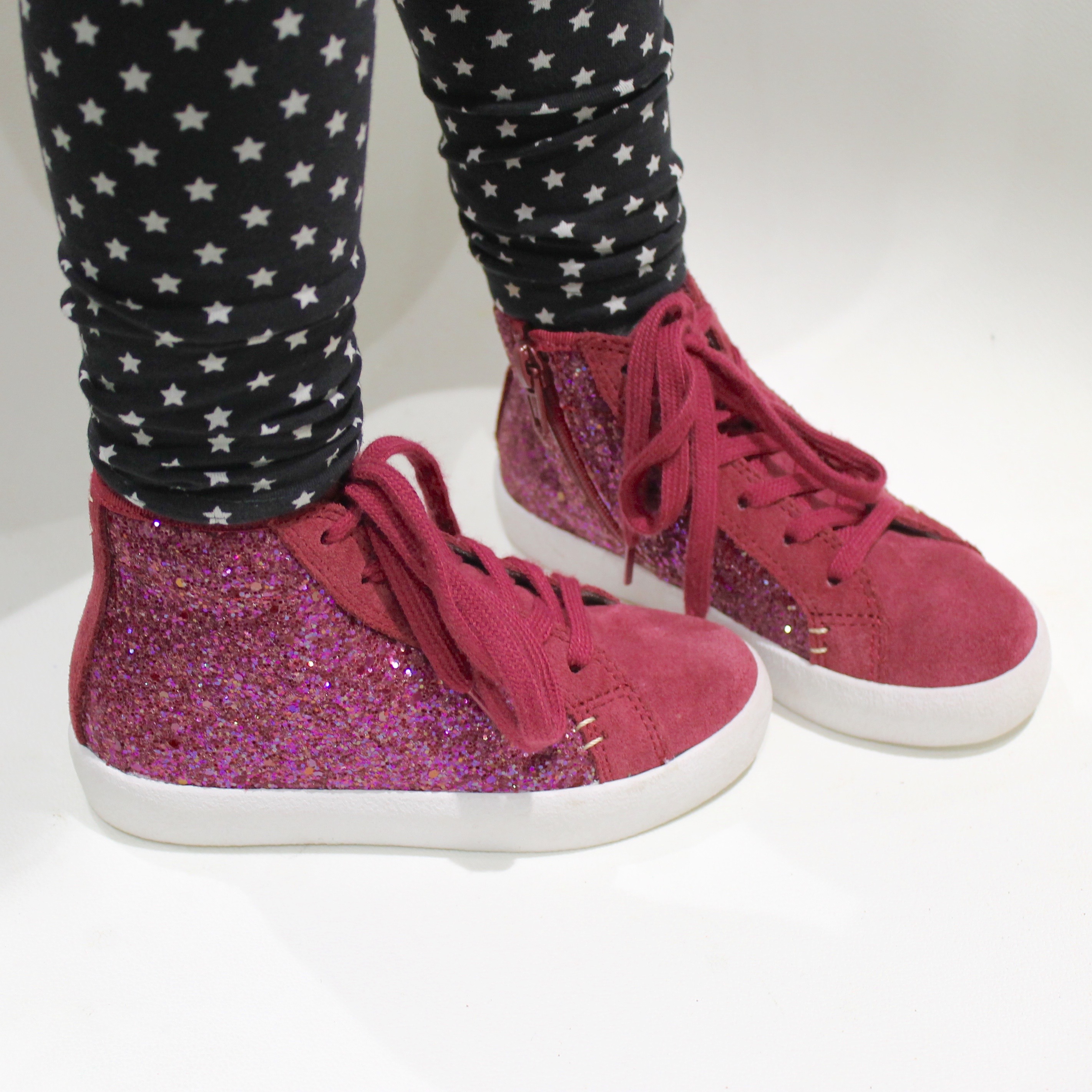 Glitter shoes for kids close up 