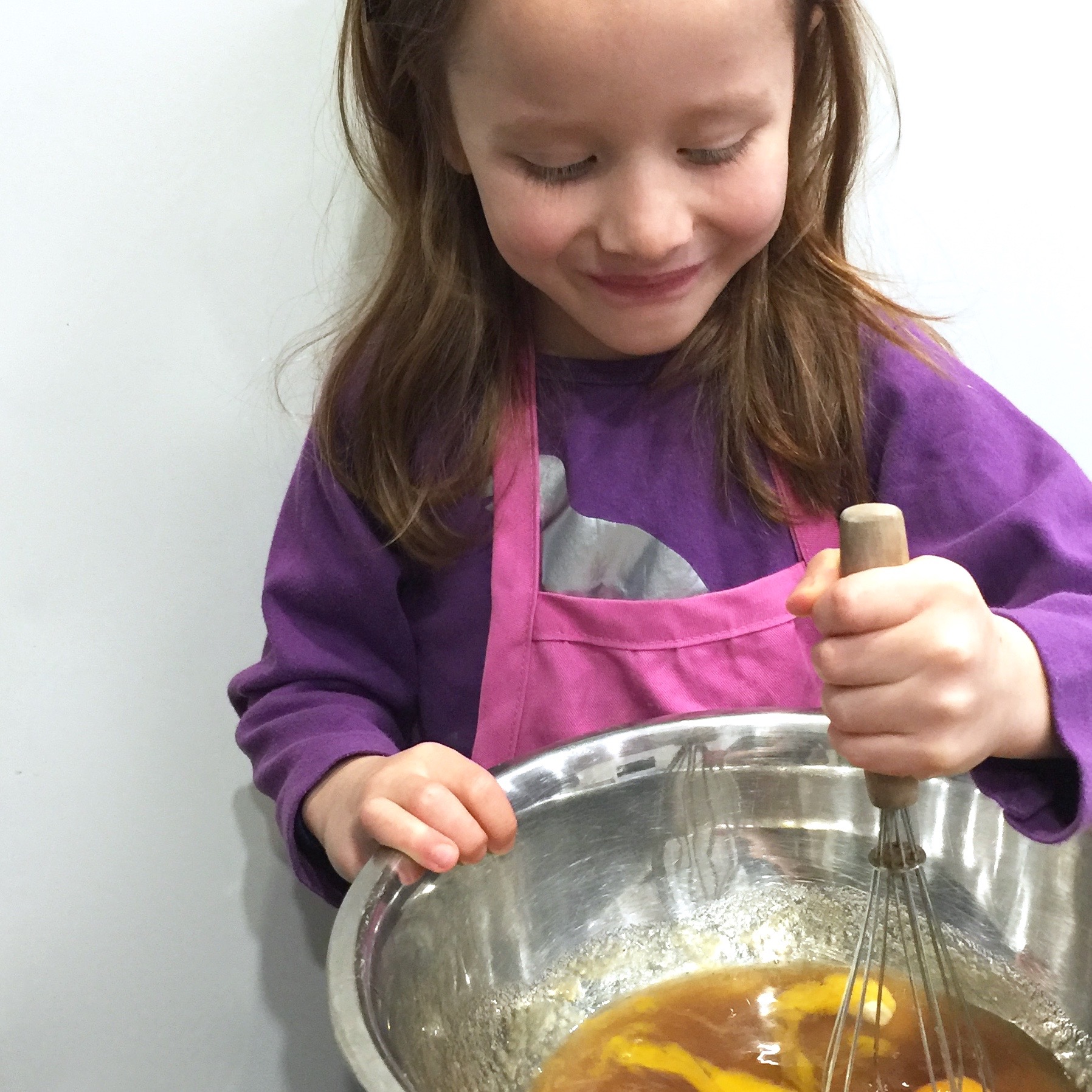mixing brownies 