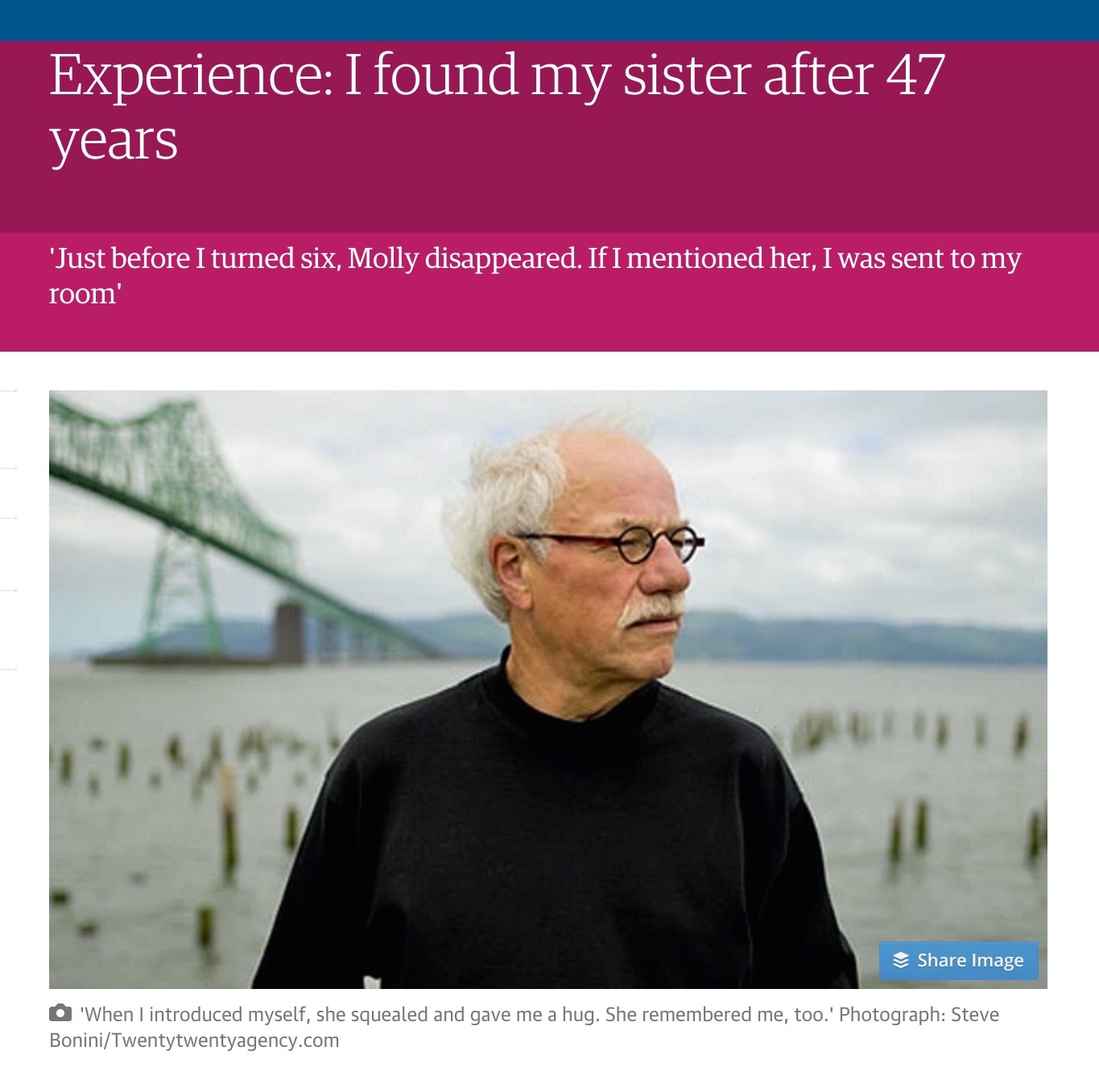 THE GUARDIAN, WEEKEND MAGAZINE: found sister after 47 years