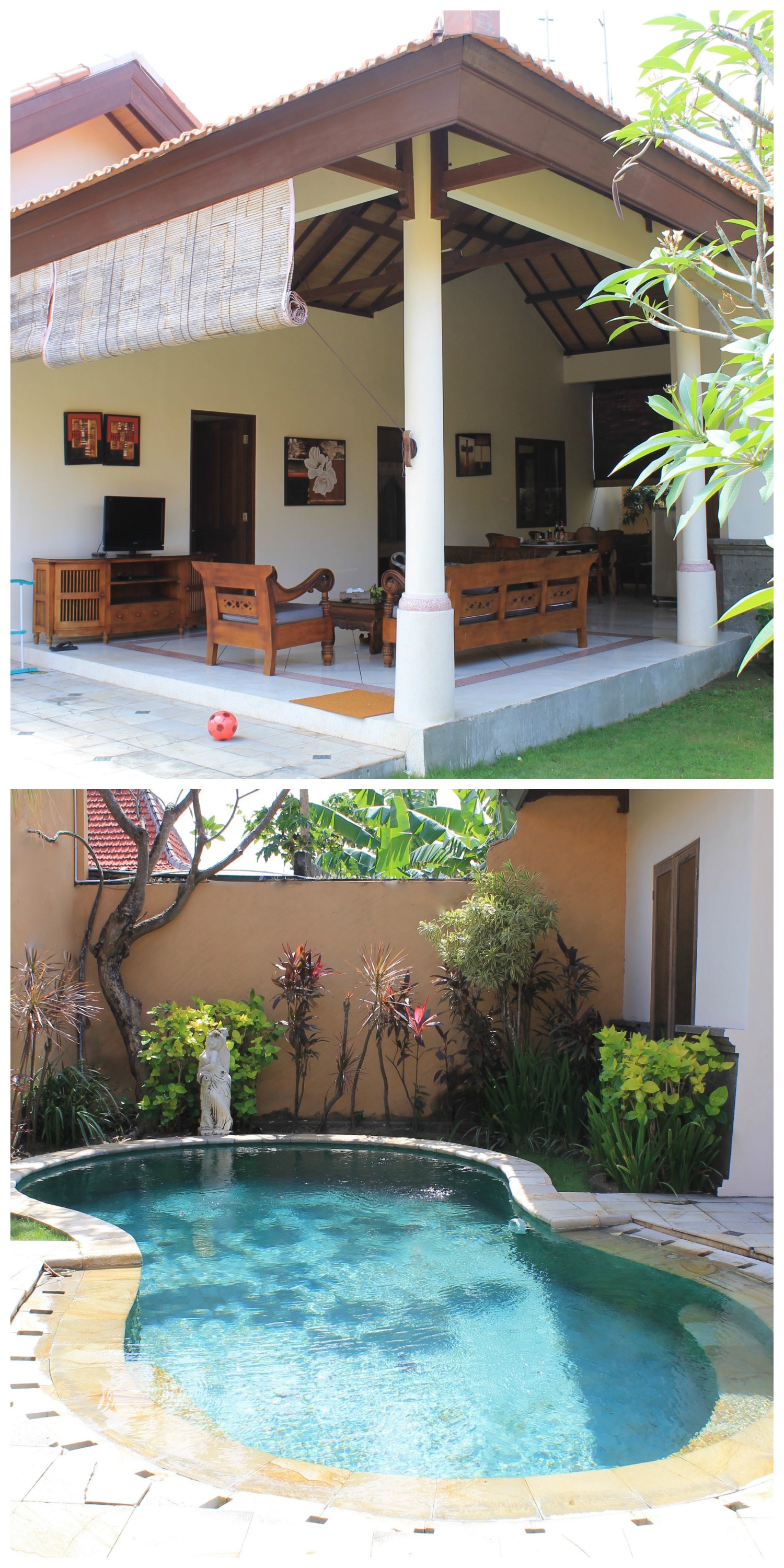 grand bali villa pool collage