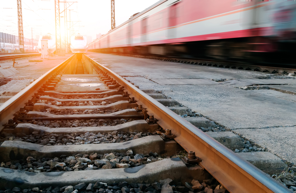 Stock image of trains tracks