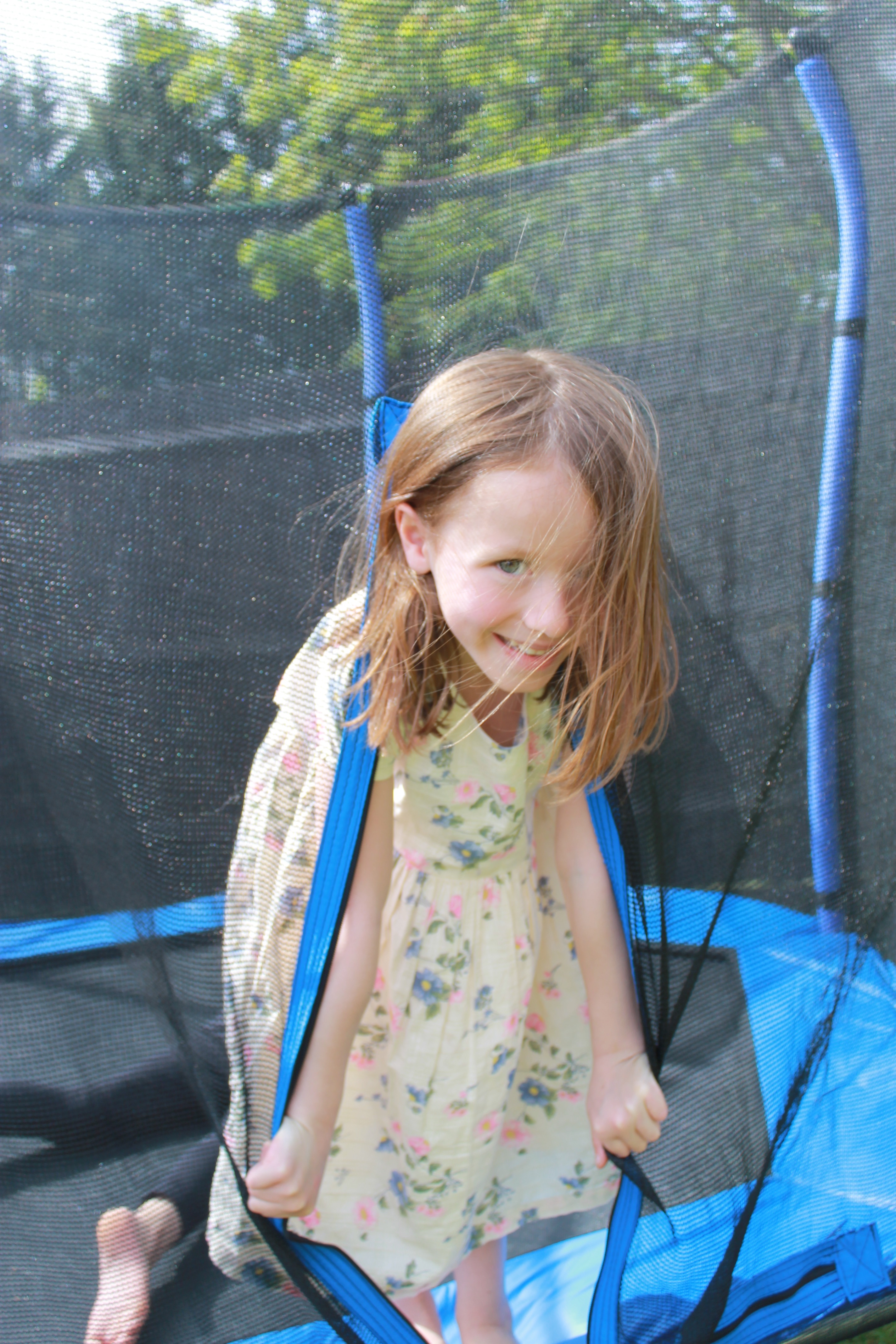 Lil Sis head through entrance kids' trampolines