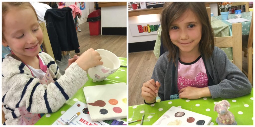 father's day girls painting in pottery cafe