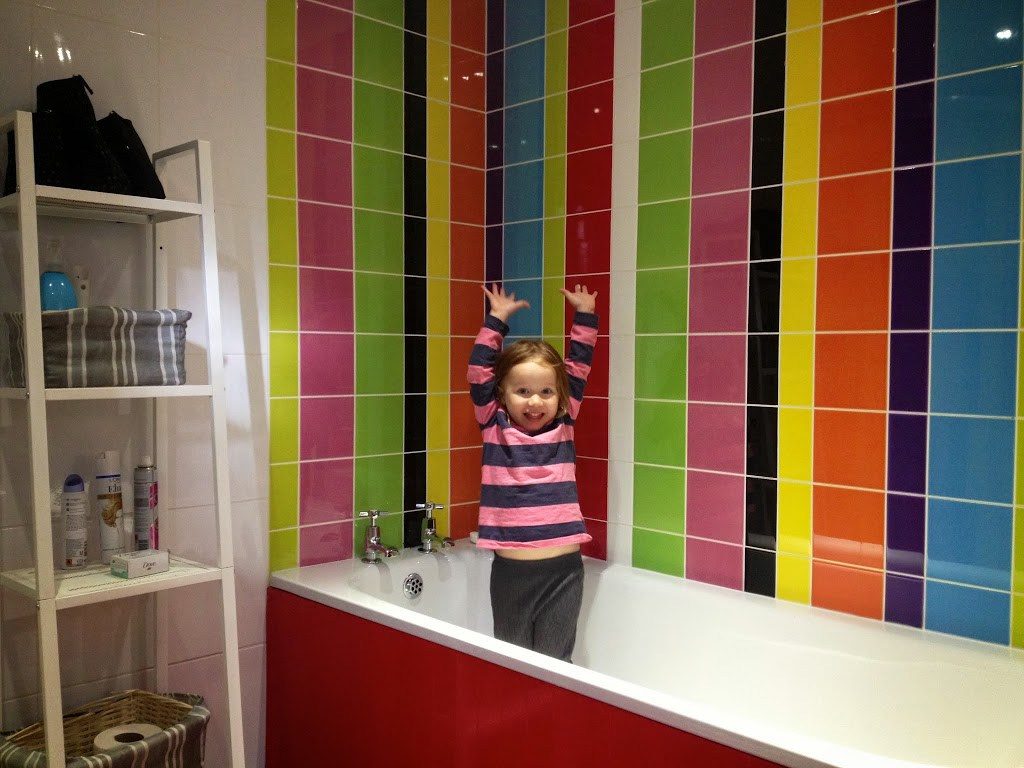 shot of colourful bathroom tiles