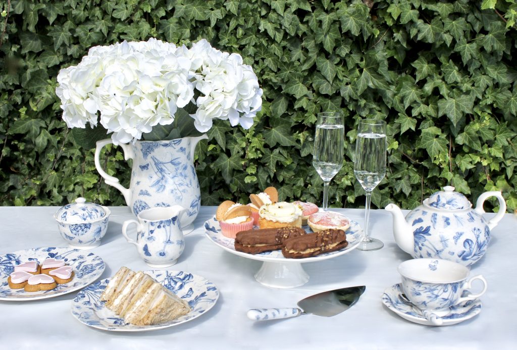 portmeirion botanic blue afternoon tea main rainbow cake