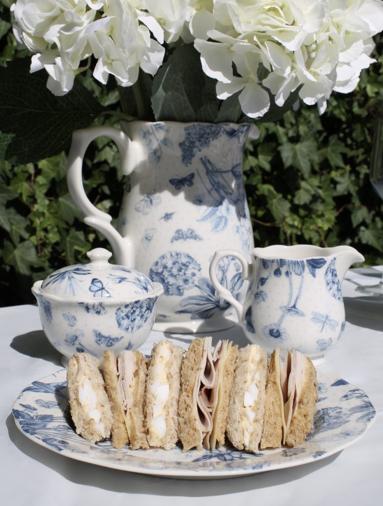 portmeirion botanic blue afternoon tea sandwiches