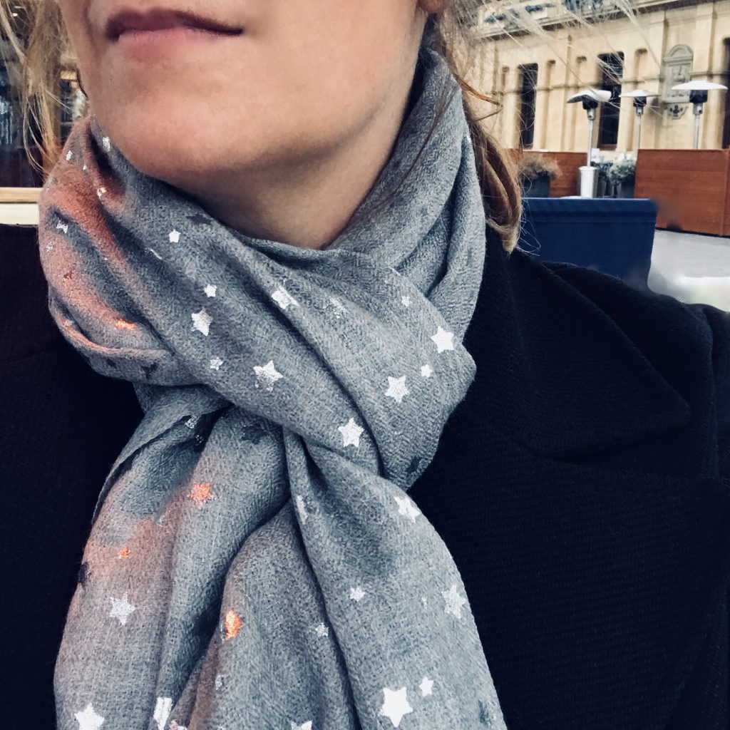 Cashmere scarf with star print