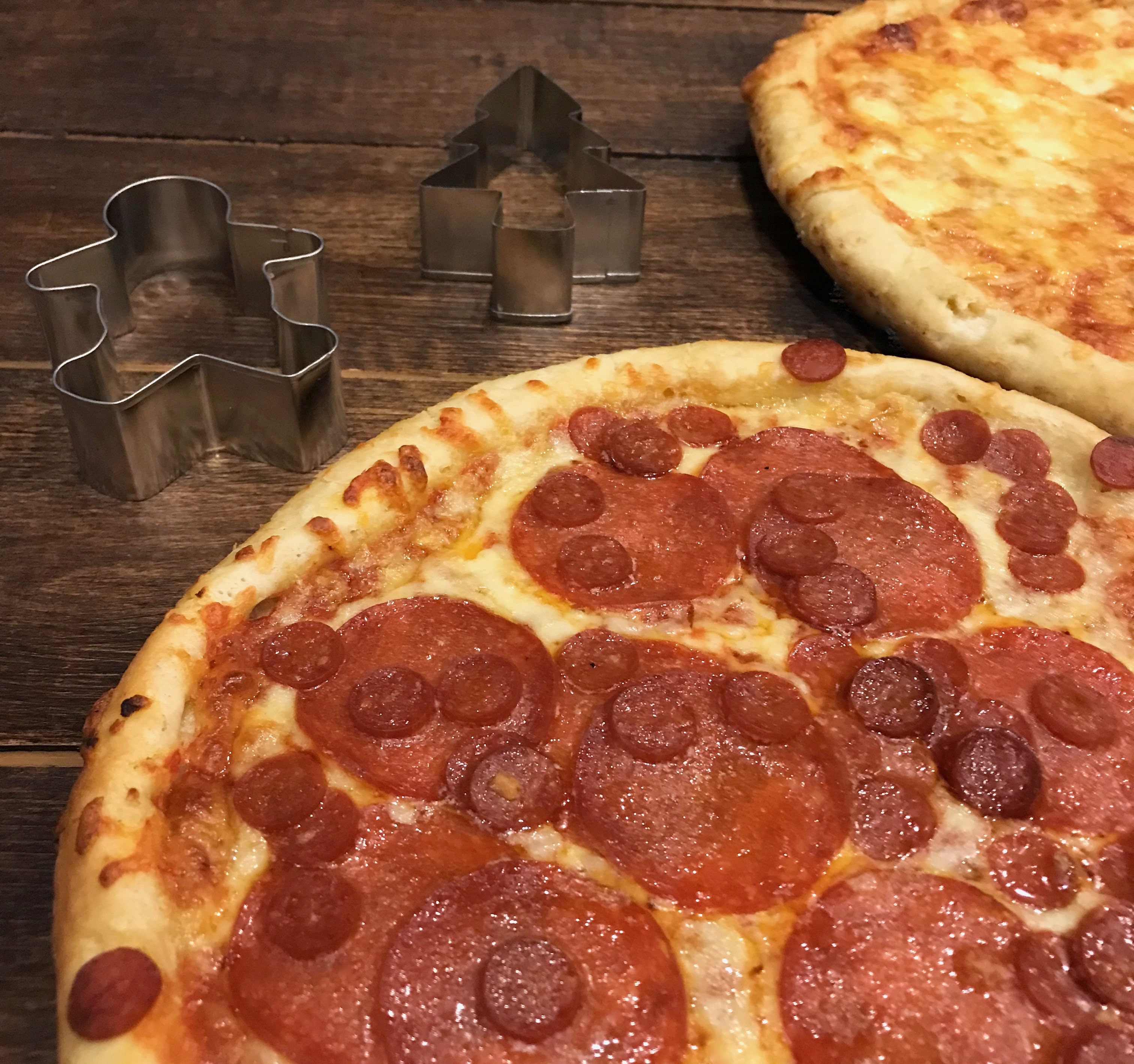 Close up shot of cooked pizza