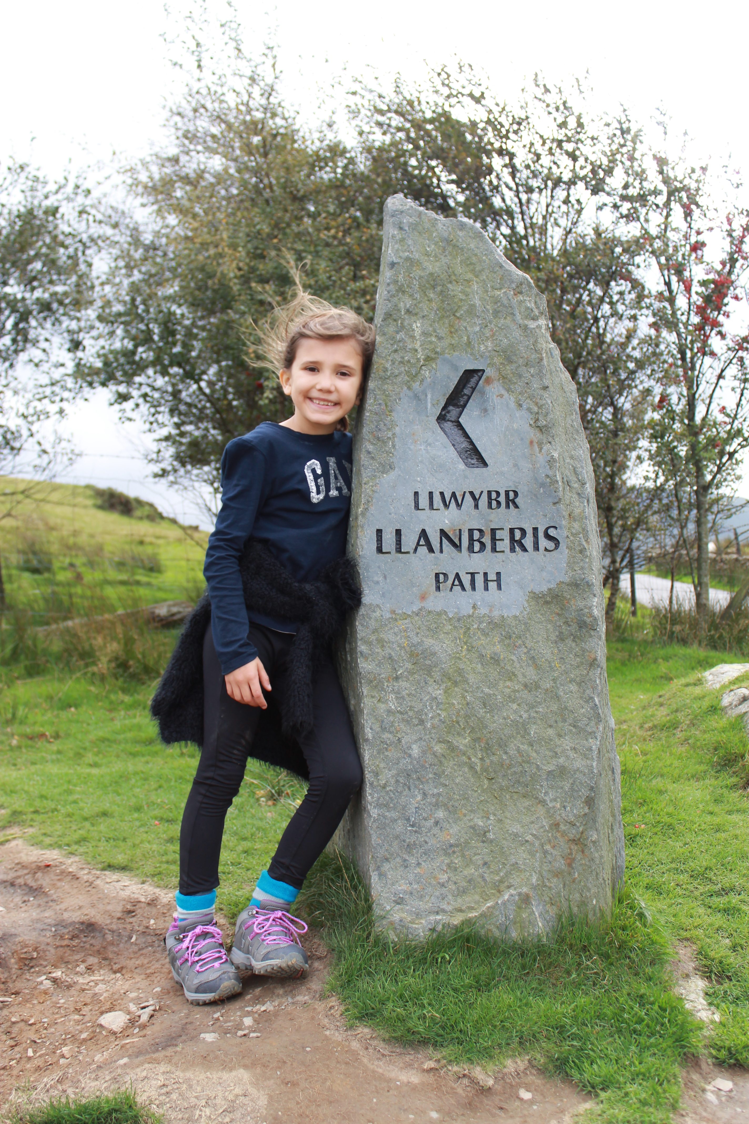 Family weekend in Wales Llanberis marker