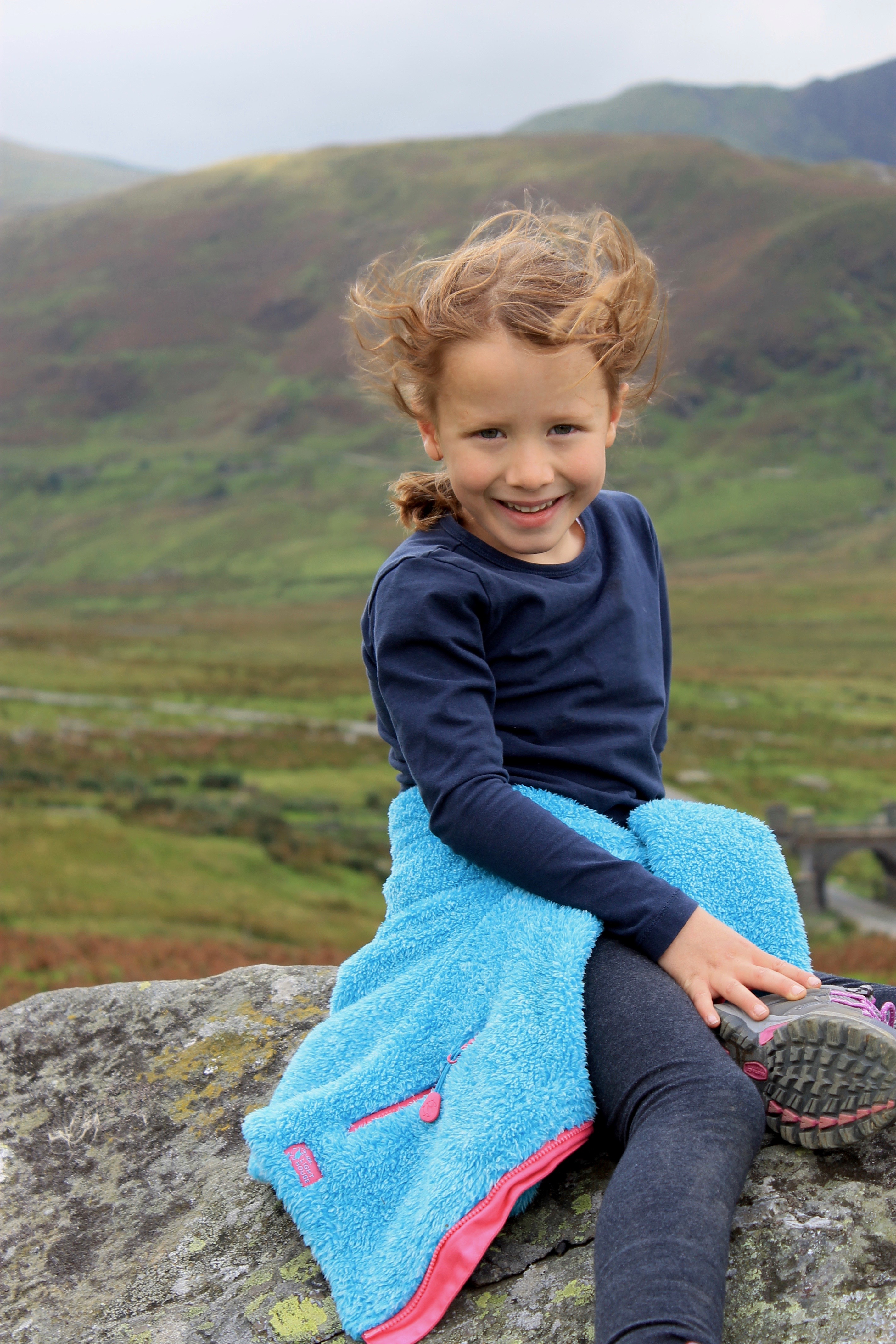 Family weekend in Wales Lil Sis windy hair