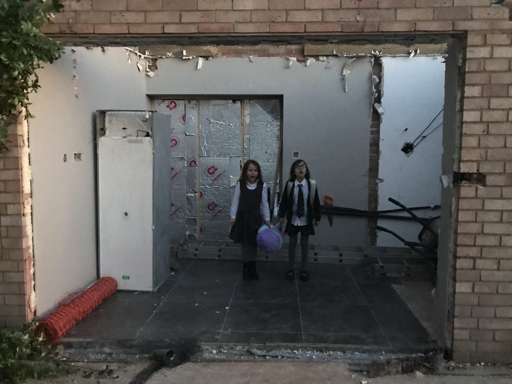 ripped out sliding doors