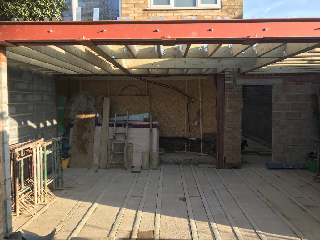 kitchen diner renovation - partially built