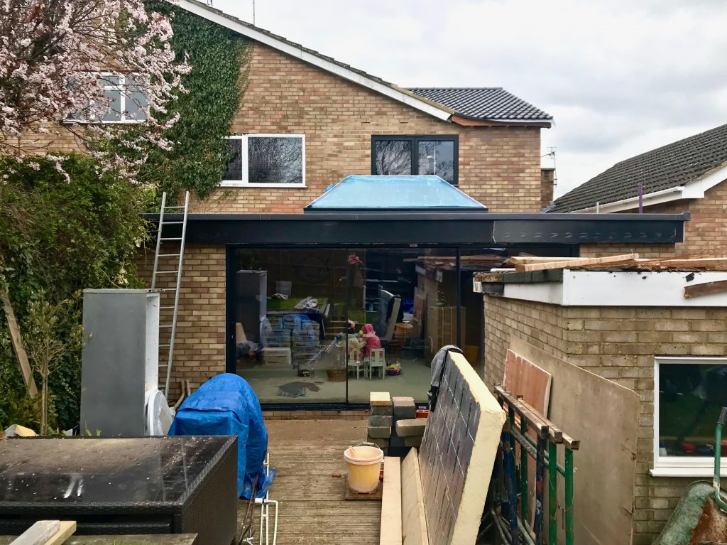 kitchen diner renovation outside looking in