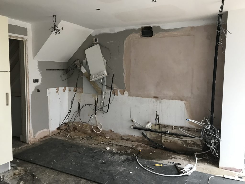 ripped out kitchen