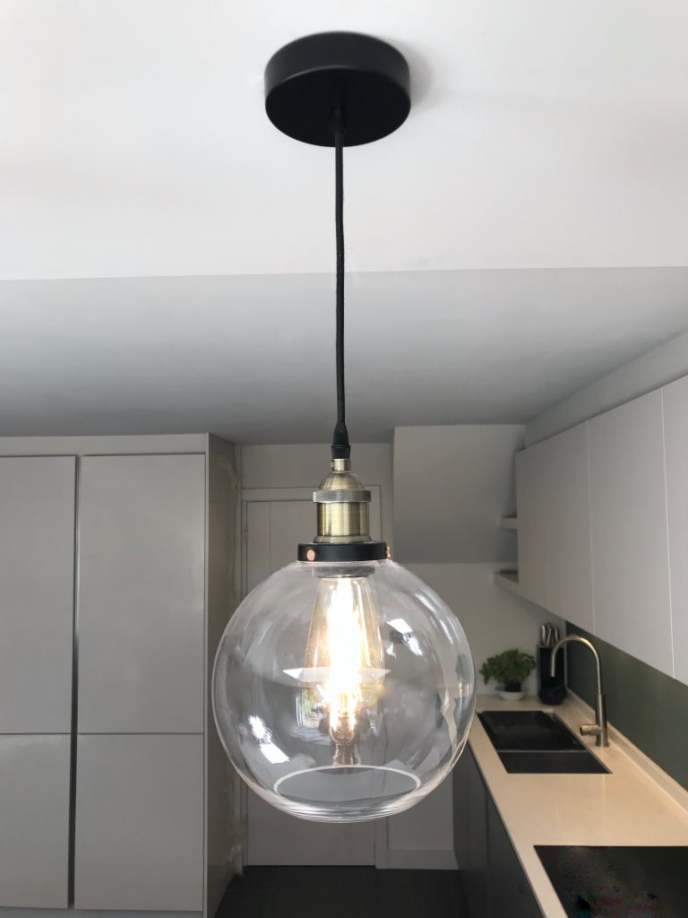 kitchen diner renovation pendant light hanging