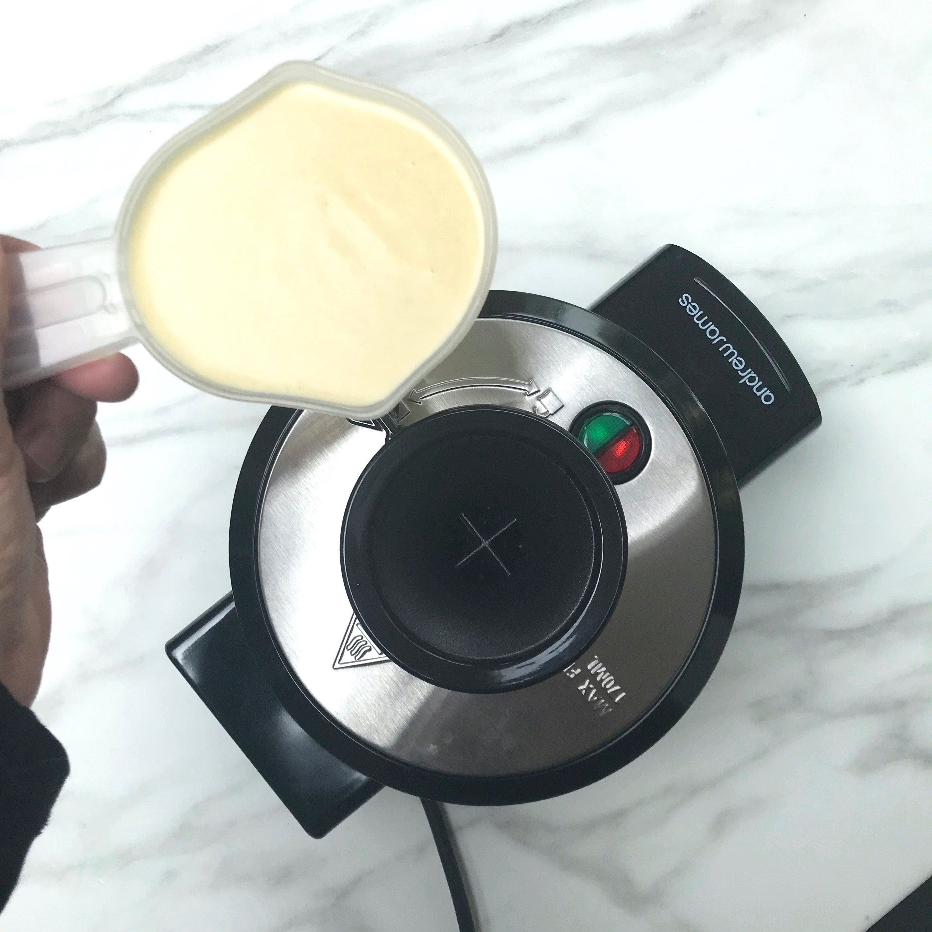 volcano waffle maker pour