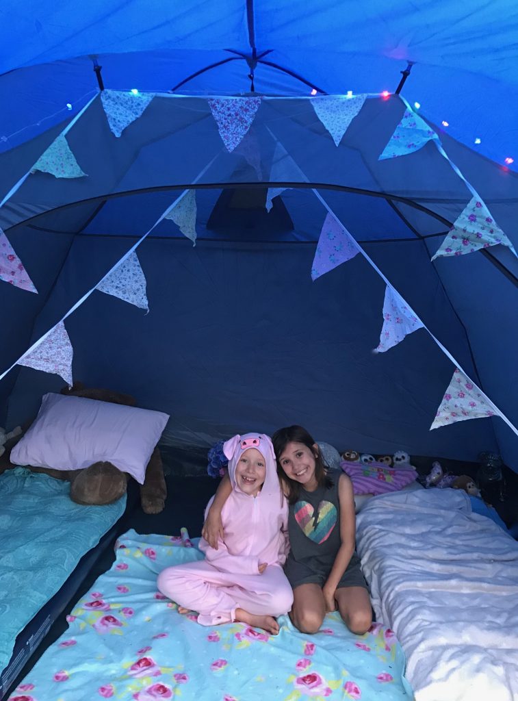 Back garden camping interior girls