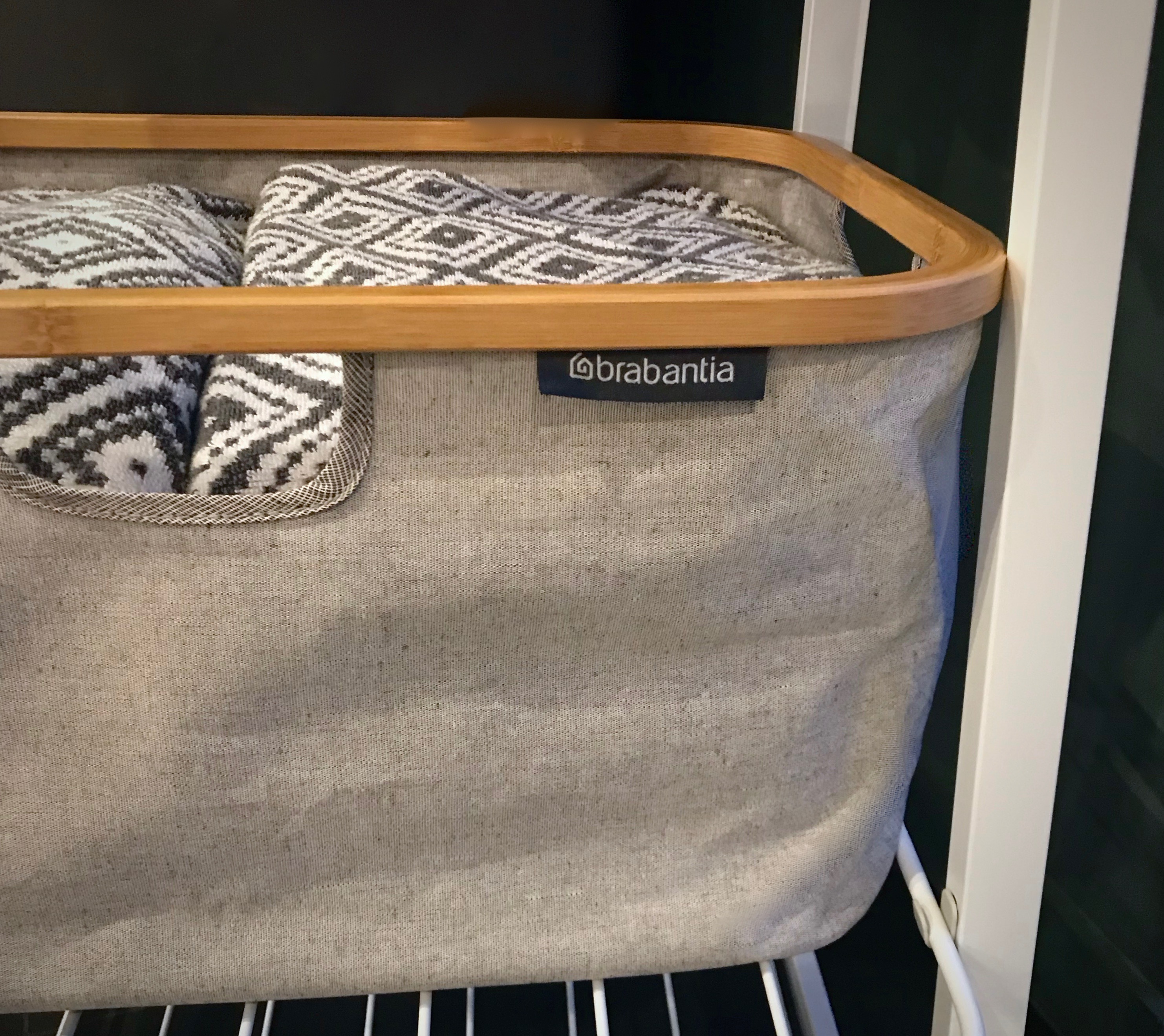 clothes storage basket with towels