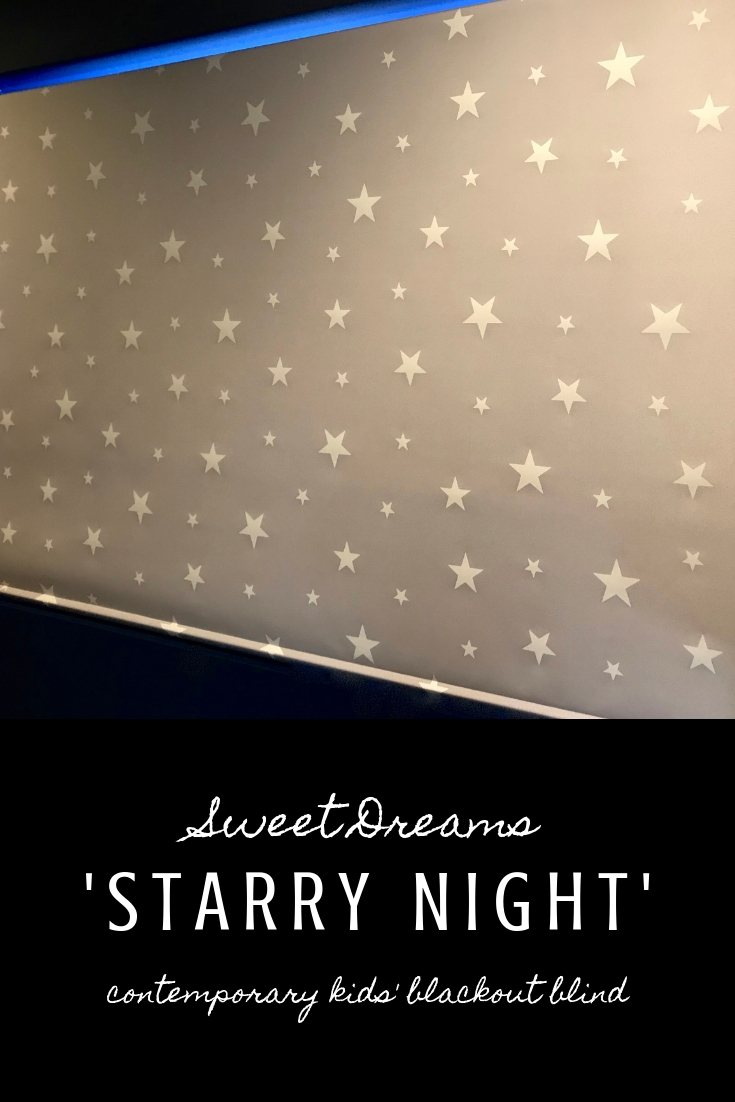 Starry roller blind - contemporary roller blind for a kids' bedroom Pinterest image