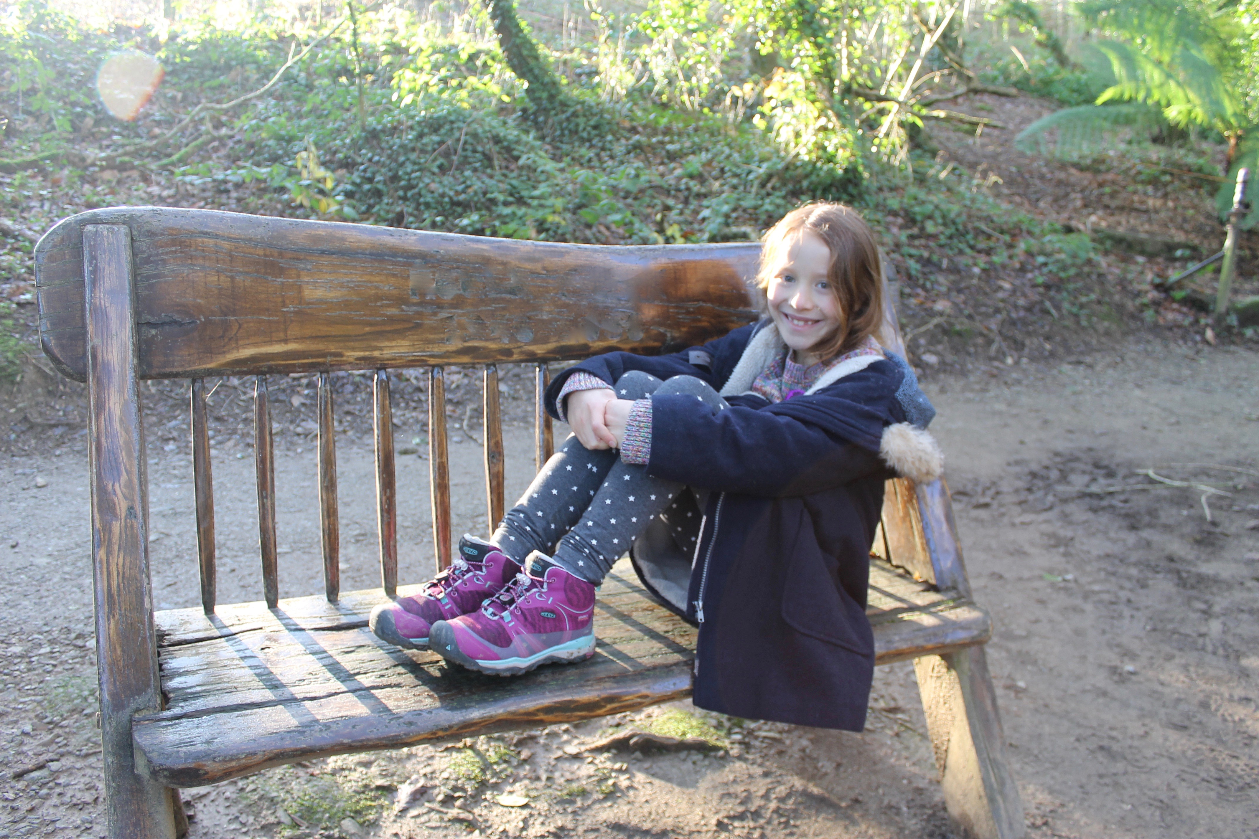 kids' waterproof boots lost gardens of heligan lil sis on bench