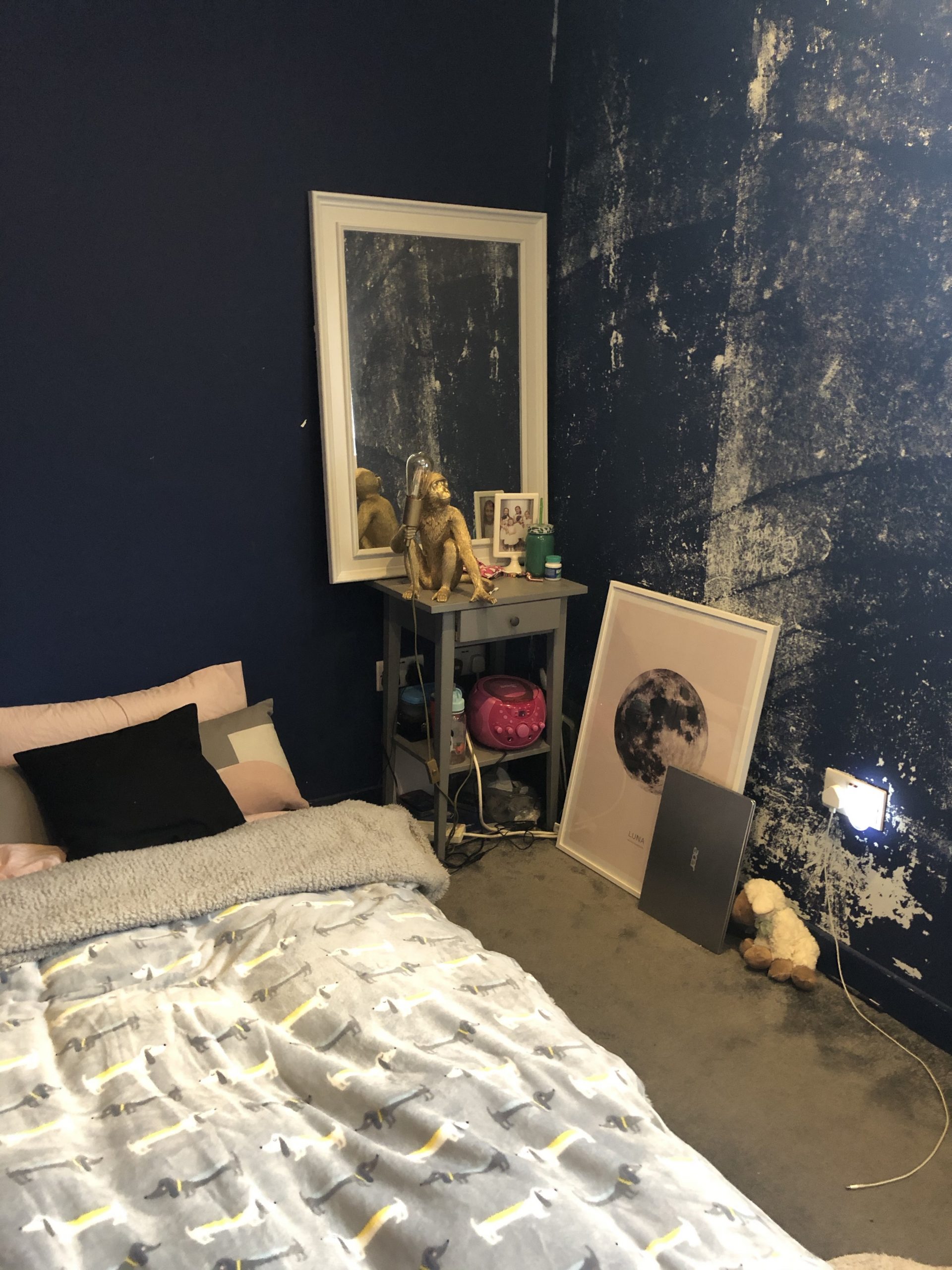 transitional pre-teen bedroom ripped off mural