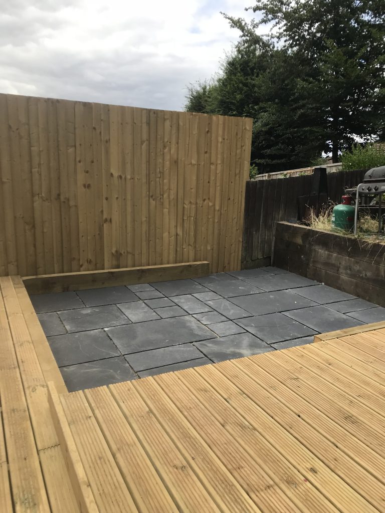 new decking and sunken paving
