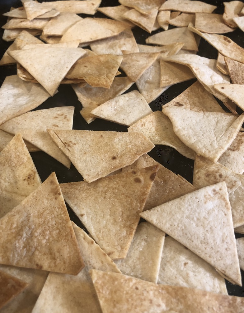 crisps baking in oven