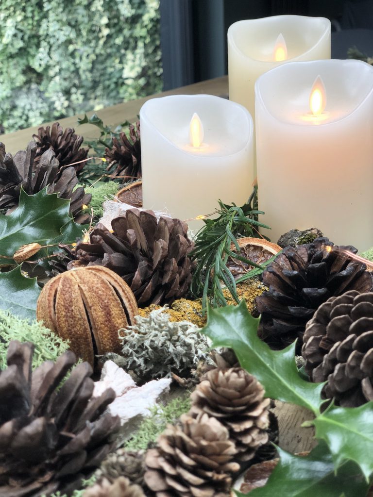 DIY Christmas centrepiece - how to forage for your own festive table setting