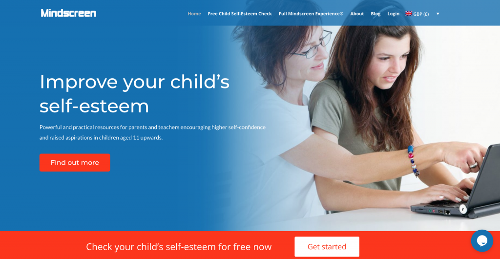 Improve your child's self-esteem - screen shot of website