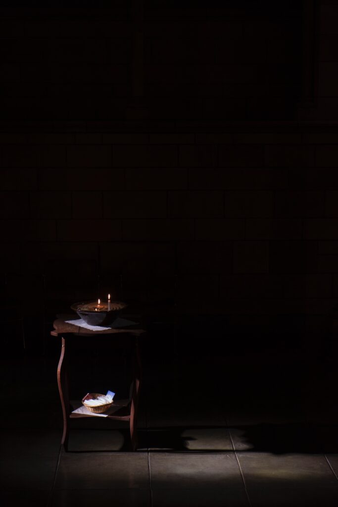 How to enjoy the dark winter days holding shot - bowl with candles